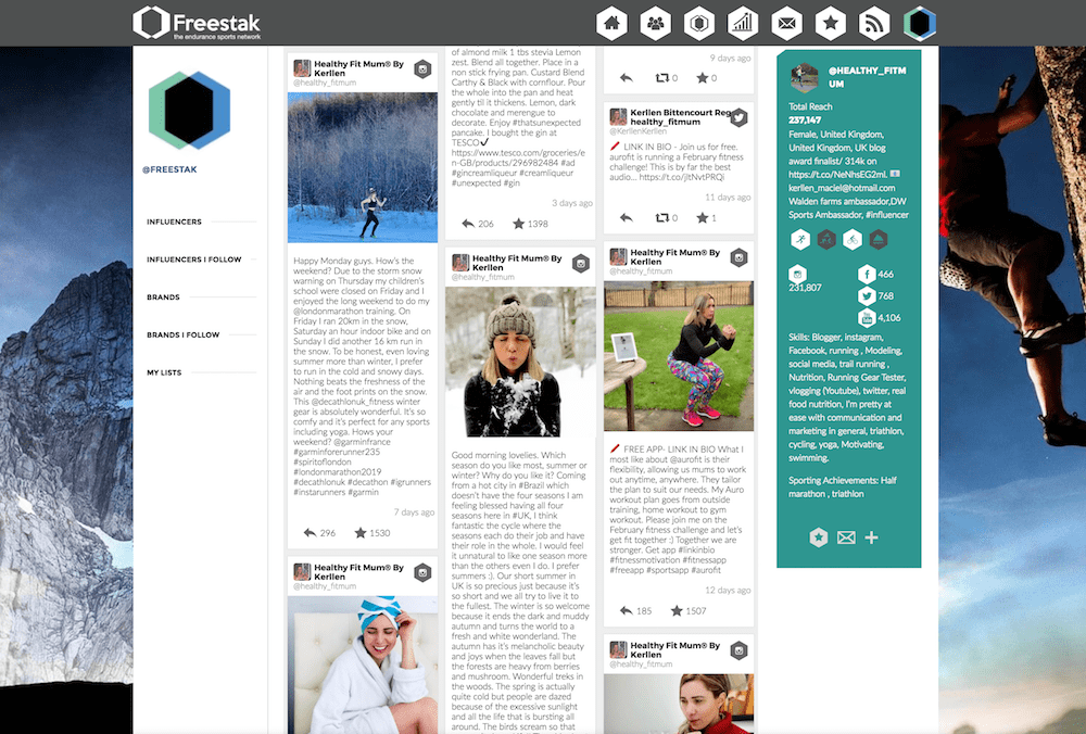 Freestak Sports Influencers Community media feed aggregator