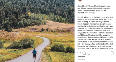 Instagram @richwillrun was picked by @Saucony for a dream running trip to the USA